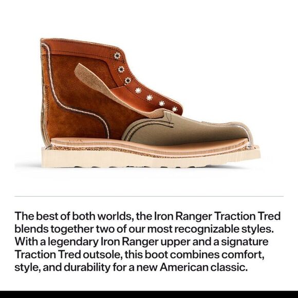 Red Wing Iron Ranger Traction Tred Mens Boot Size 7.5 Oro Legacy Leather 6 Inch main image 12